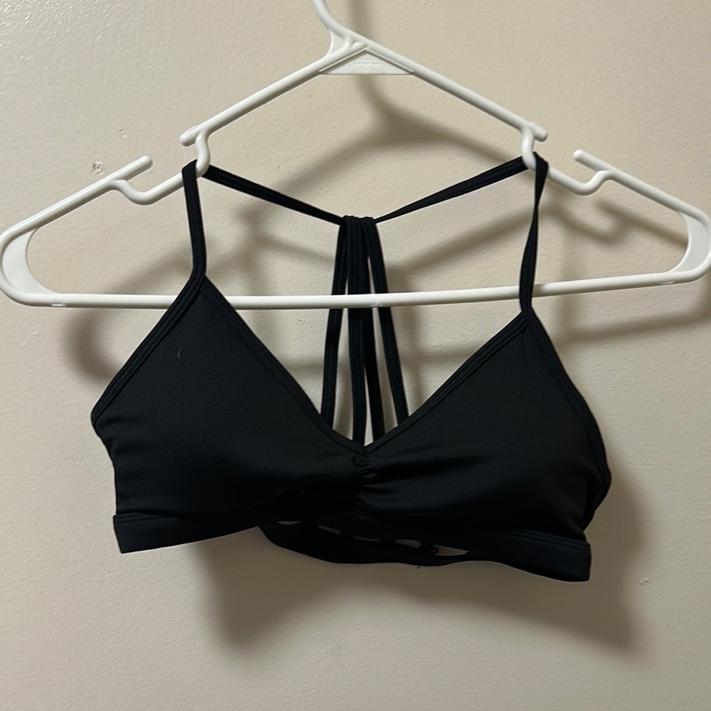 Black Strappy Bra with Geometric Back Design